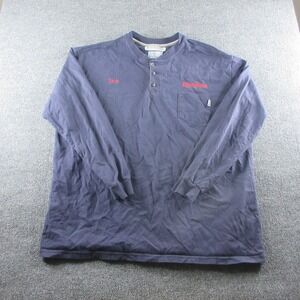 Tyndale FR Henley Shirt Mens 3XL Blue Button Up Long Sleeve Flame Resistant Work